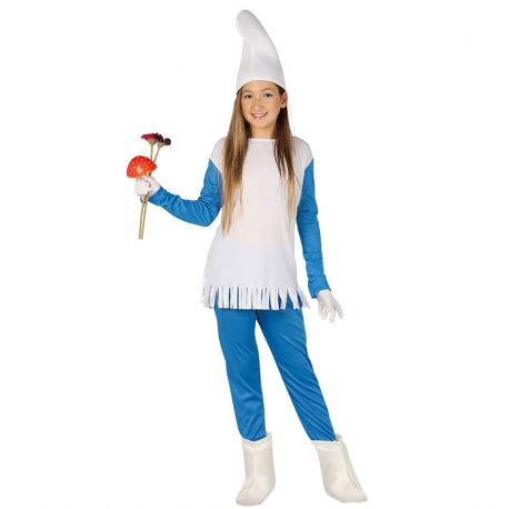 Costume Azzurro da Puffa per Bambina con Frange