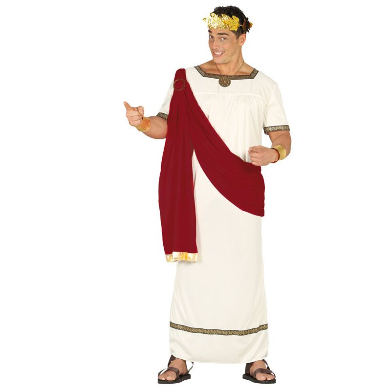 Costume da Augusto per Uomo Romano con Tunica Bianca