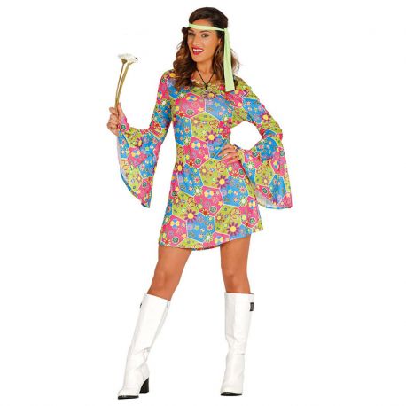 Costume da Flower Power per Donna Hippie 