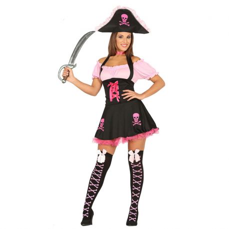 Costume da Pirata Pink Skull per Donna