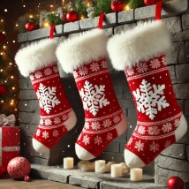 Albero Di Natale Con I Fiocchi Di Neve E Gli Stivali Di Santa Immagine