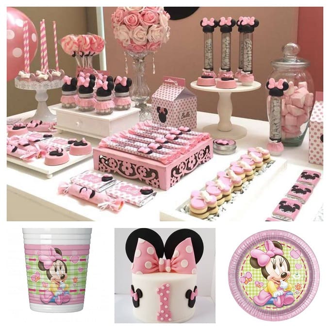 Kreatwow Compleanno Minnie Decorazioni Minnie a Tema Palloncino con Fiocco Ghirlanda Kit per Compleanno Baby Shower Supplies 
