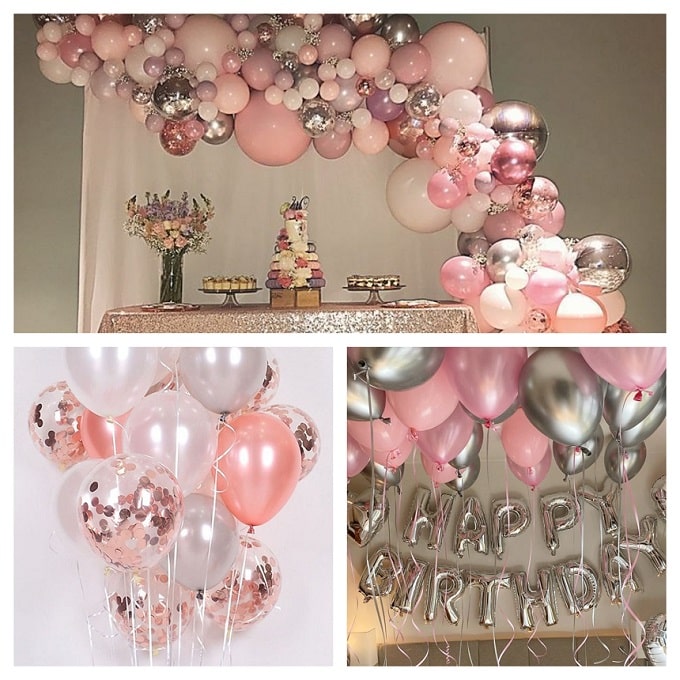 Palloncini in oro rosa 18 anni