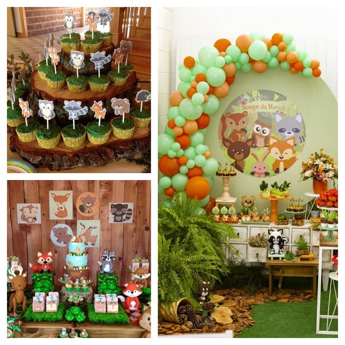5 Palloncini Animali Del Bosco – Scoiattolo, Volpe, Riccio, Procione, Cervo – Decorazioni Per Feste Compleanno Tema Safari Giungla