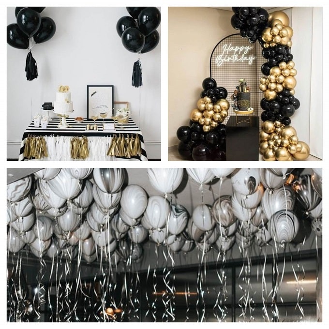 Festone Compleanno 30 Anni Olografico Nero E Oro – 3,9 Metri Con 11 Bandiere – Decorazioni Per Feste Di Compleanno Da Interno/Esterno