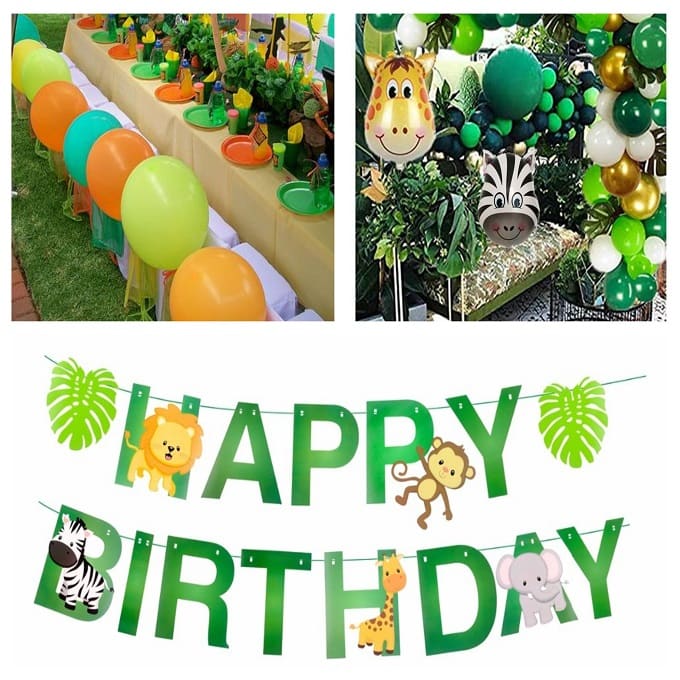 ANIMALI FESTA DI Compleanno Bambino Safari Cascata 1. Decorazione Set - Foto 7