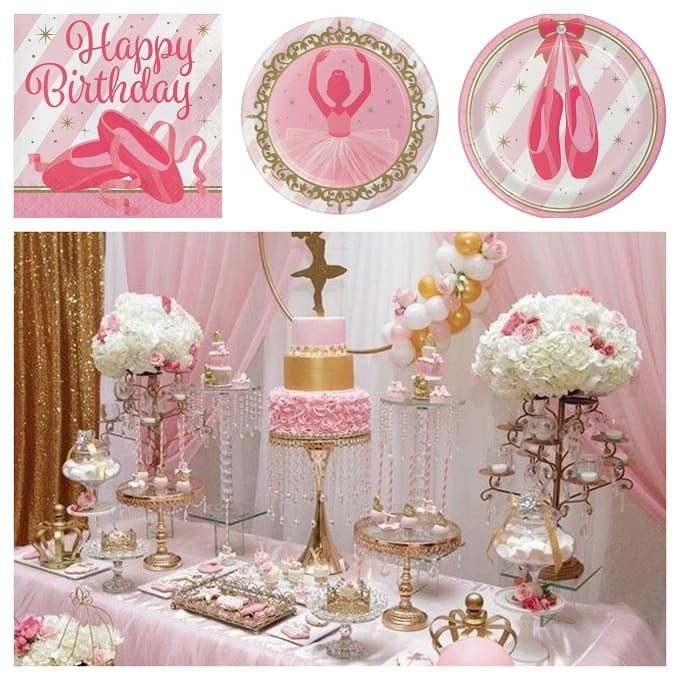 Kit Decorazioni Compleanno A Tema Ballerina - Tovaglioli, Tovaglia, Palloncini E Accessori Per Feste - Foto 8
