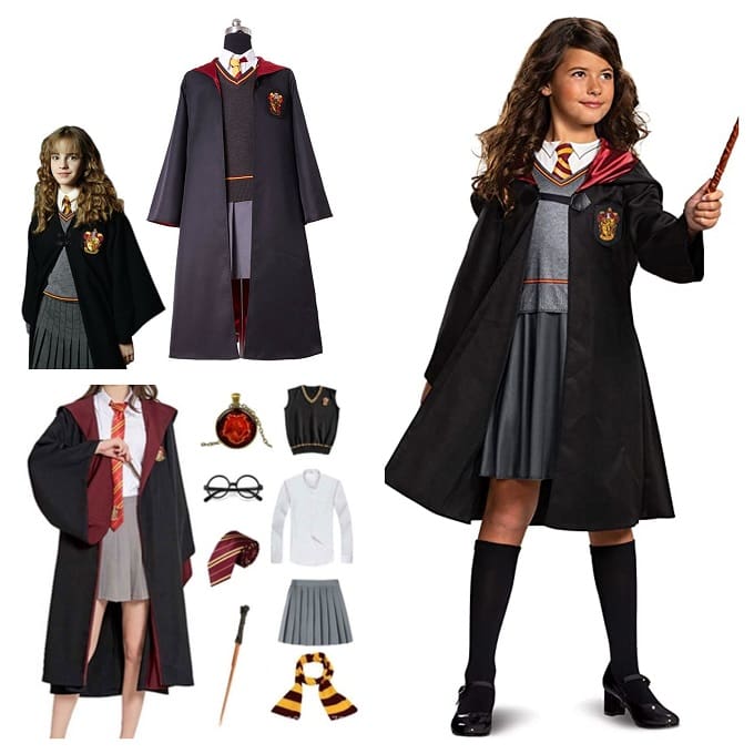 CARNEVALE HALLOWEEN VESTITO HARRY POTTER HERMIONE GRIFONDORO